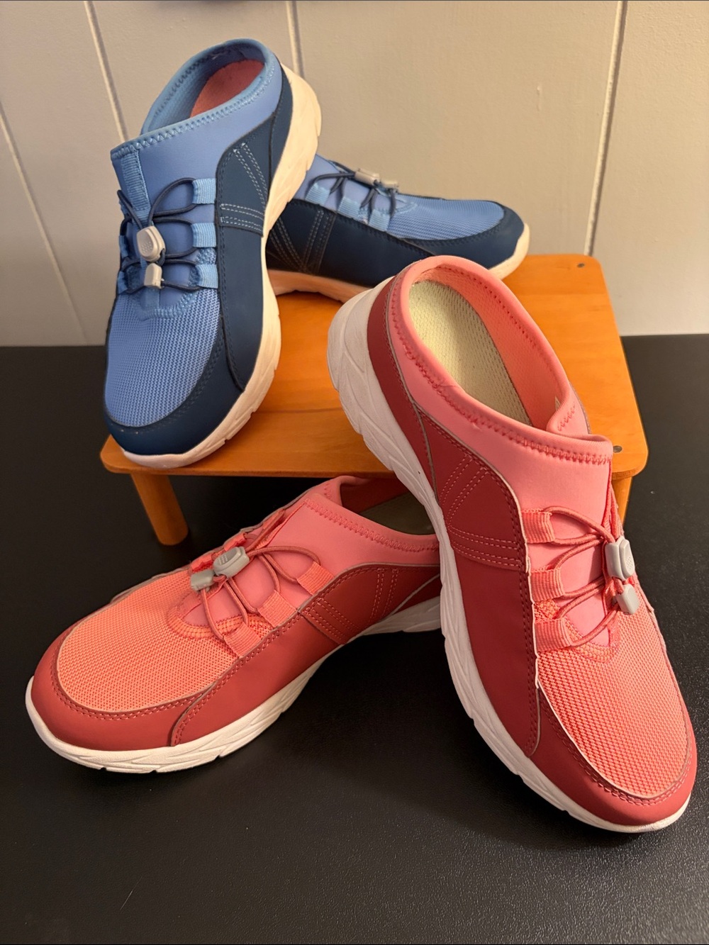 Vionic Zuri Active Mule Sneaker Bundle - Blue & Cedar Pink - Size 7 1/2 Wide